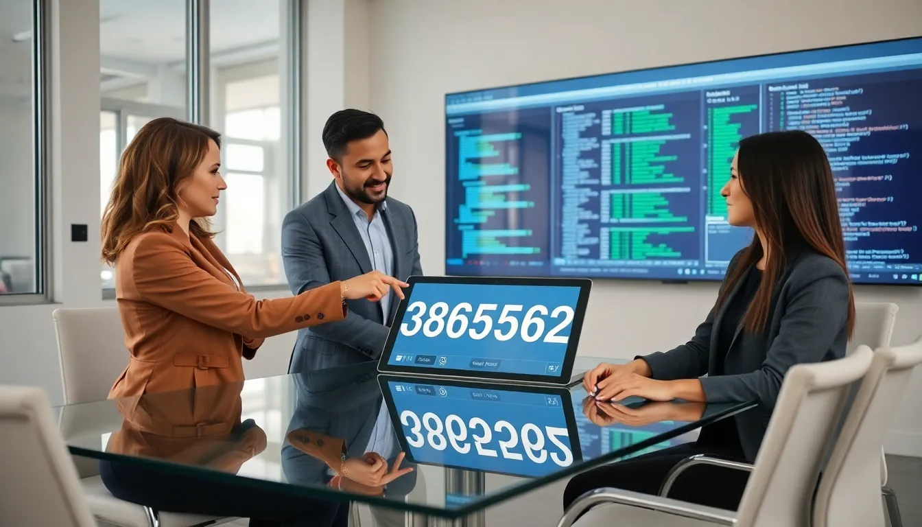 diverse team discussing data in a modern office.